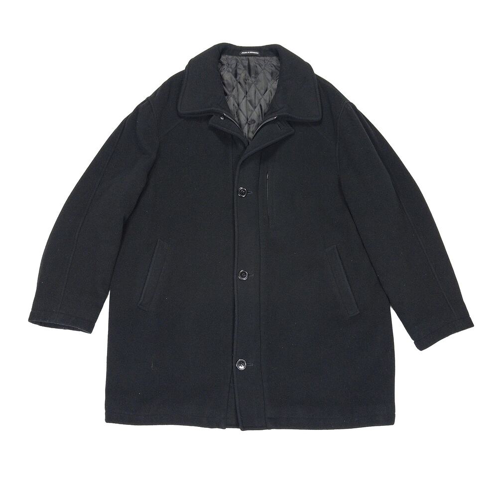 Lauren Ralph Lauren Duane Wool Cashmere Coat Mens 46 L Black Overcoat Lined VTG